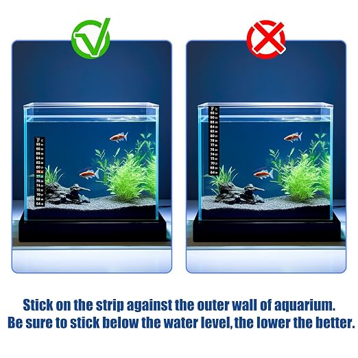 AQUANEAT 6 PCS Aquarium Thermometer Strips, Fish Tank Thermometer Sticker, Terrarium Water Temperature Test (5.13" x 0.71")