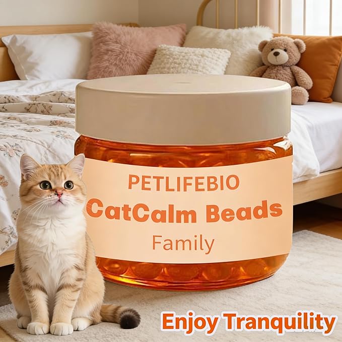 Cat Calm Beads Family, Cat Calming Diffuser Gel Non Plug in, 2 Pack Cat Anxiety Relief, Lasting 2 Months, Downtime More Peaceful for Pets and Owners Alike. (2pc)