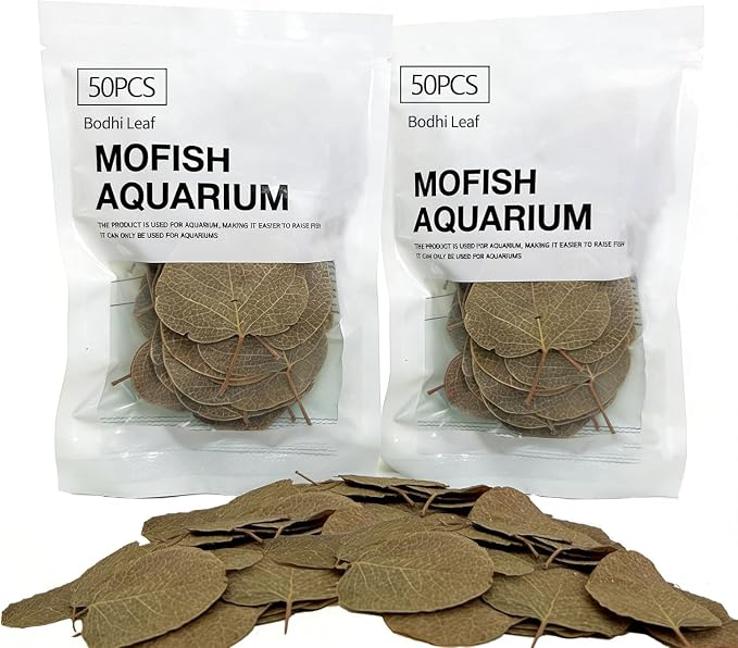 100Pcs Indian Almond Leaves Bodhi Leaves Aquarium Decor Water Conditioner | Sealed Package,for Betta Fish Shrimp Goldfish Guppy,Betta Fish Tank Decor,Balance PH,Natural Tannins,Axolotl Tank Accessories