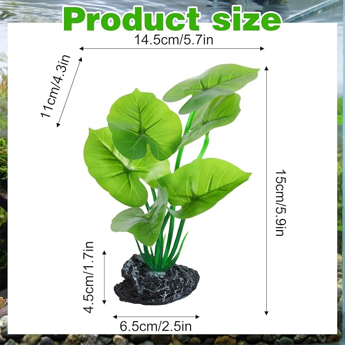 Betta Plants,Lotus Leaf Betta Fish Plants Fish Hides | Green Plants for Betta Fish Tank Decorations for Goldfish,Reptile (6 Inch)