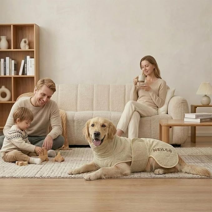 Fast Drying Double-Layer Dog Robe, 720g Heavyweight Dog Bathrobe, Super Absorbent Dog Towels for Drying Large Dogs, Bamboo Cotton Warm Dog Pajamas, Light Green