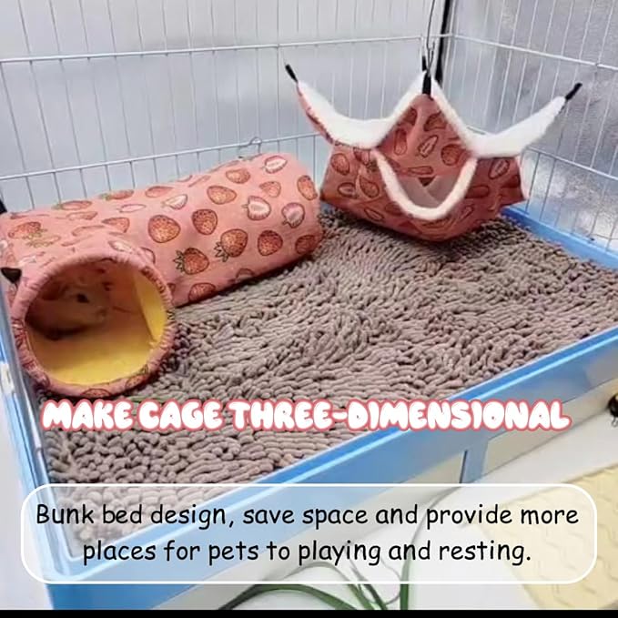 LYART Guinea Pig Rat Ferret Hammock and Warm Bed Small Pet Hideout Tunnel Cave Hanging Bunkbed Hammock Cage Toy for Hamster Sugar Glider Squirrel (2.Corner Tunnel)