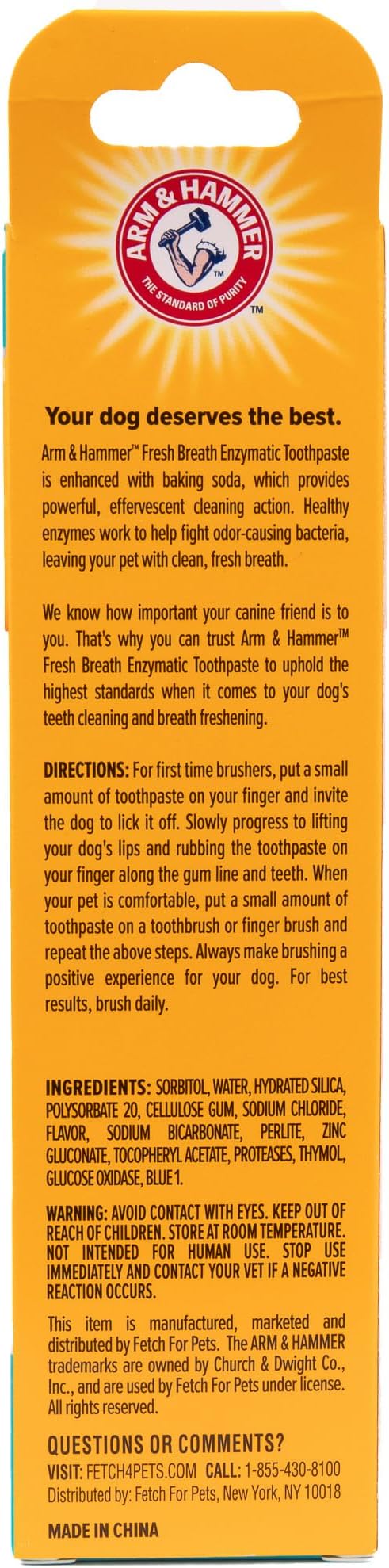 Arm & Hammer for Pets Fresh Breath Enzymatic Dog Toothpaste, Vanilla Ginger Flavor, Safe for Puppies and Adult Dogs, Daily Baking Soda Dental Gel to Eliminate Bad Breath, 2.5 Oz