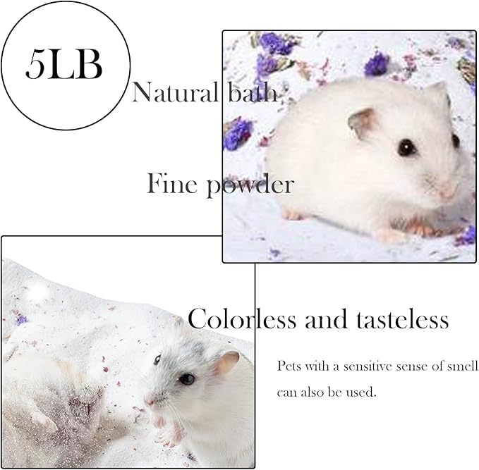 Hamster Bath Sand,5LB Dust Free Hamsters Bathing Sand Natural Petals Scented Desert Sand or Potty Litter Sand for Chinchilla Guinea Pigs Gerbil Mice Small Animals