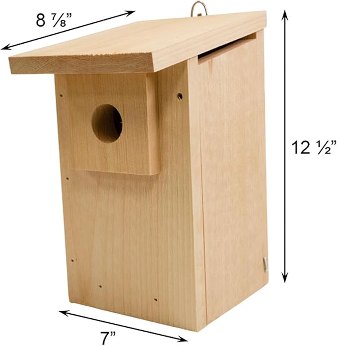 Coveside Basic Western Bluebird Trail Box | Durable Pine Birdhouse with 1.5625" Predator Guarded Entry, Ventilation & Drainage | Eco-Friendly Wooden Nest Box for Bluebirds | Made in USA