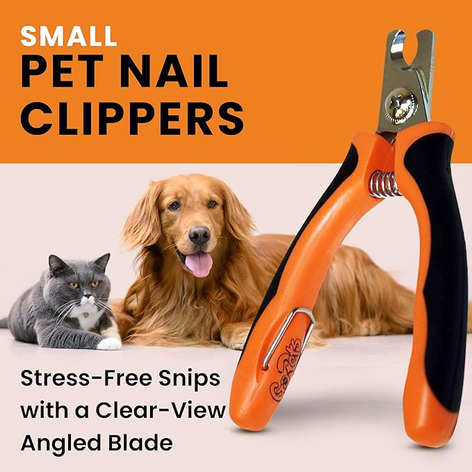 GoPets Nail Clipper for Small to Medium Pets, Quick Sensor Safety Guard, Heavy Duty Trimmer for Thick Nails, Stainless Steel Blades, Grooming Tool for Dogs & Cats, Non-Slip Handle, Built-in Nail File