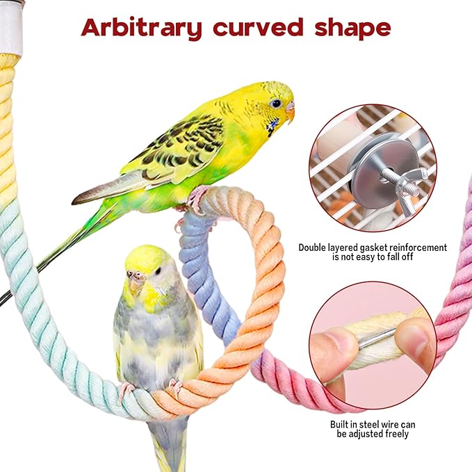 Bird Rope Swing Toy Parrot Climbing Perch Stand for Cockatiel Conure Cage Hanging Decor Parrot Natural Wood Stand Perch, Swing Natural Parrot Perch(Color)