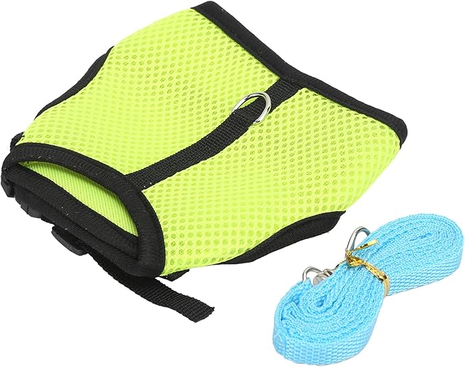Pet Mesh Traction Harness Chest Back Leash Rabbit Guinea Pig Supplies Mesh Comfortable Adjustable Small Pets (Fruit Green)