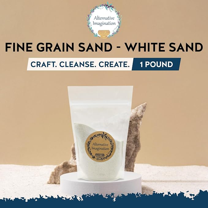Alternative Imagination White Fine Colored Sand for Ritual Use, Zen Gardens, Incense Burners, Smudging Bowls, Unity Ceremonies, Mandalas, Spiritual Practices, Arts & Crafts (1 Pound)