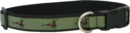 The Good Dog Company- Hemp Dog Collar Hunting and Fishing - Mallard and Fly … Large (Fits 15"-26" Neck), Olive Fly 1' Wide