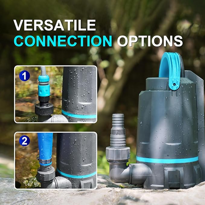 Aquastrong 1/2 HP Automatic Sump Pump 3159 GPH Submersible Water Pump | Thermoplastic Utility Pump High Flow Water Removal for Swimming Pool Garden Pond Basement Wells with 10ft Long Power Cord