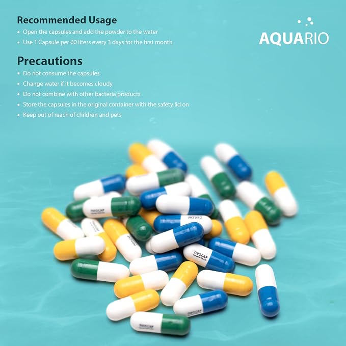 Aquario Neo Cap - Water Conditioner for Aquarium Tank - Promotes Feeding Response, Supports Healthy Growth, Safe for Fish and Shrimp - Accelerator, 20 Capsules