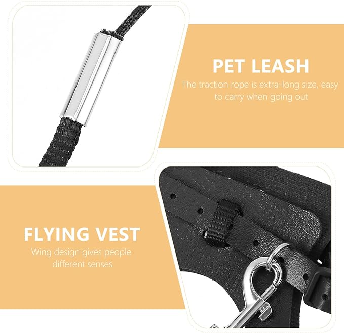 Lightweight Outdoor Bird Flight Vest Harness and Adjustable Leash Set, Dark Color M Size, Training Harness for Small to Medium Parrots