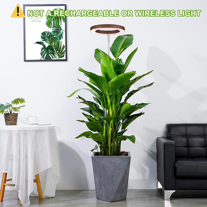Plant Grow Light, LED Growing Light Full Spectrum for Indoor Plants,Aluminum Walnut Wood Grain Plant Lights,Height Adjustable, Automatic Timer, 5V Low Safe Voltage,Idea for Large Plant Light，