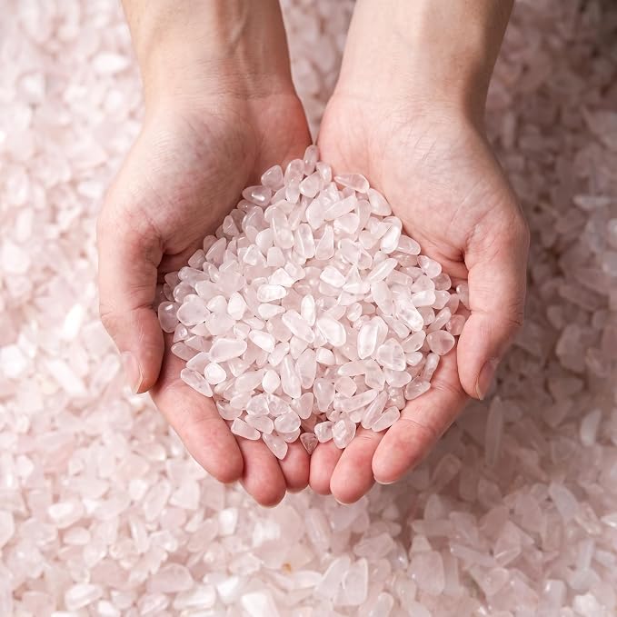 Rose Quartz & Clear Quartz Crystal Chips 2lb (2400+ Pcs)-5-8mm Jumbo Pack, Love & Clarity Healing Stones for Bulk Crafts, Resin Art & Decor