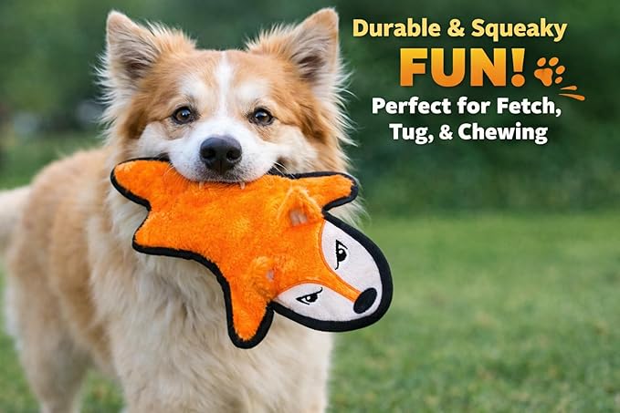 Jalousie 5 Pack Ultra Tough No Stuffing Squeaky Dog Toys for Large Dogs No Mess Interactive Durable Plush Chew Toy Indestructible Dog 6 Layers (5 Pack Strong Plushy Animal Pattern, Large to XLarge)