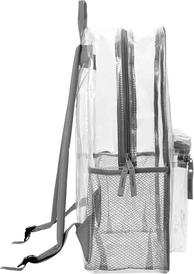 Trail maker Clear Backpack Heavy Duty with Padded Straps, Side Pockets for Kids, Boys, Girls, School, Stadium Approved Events