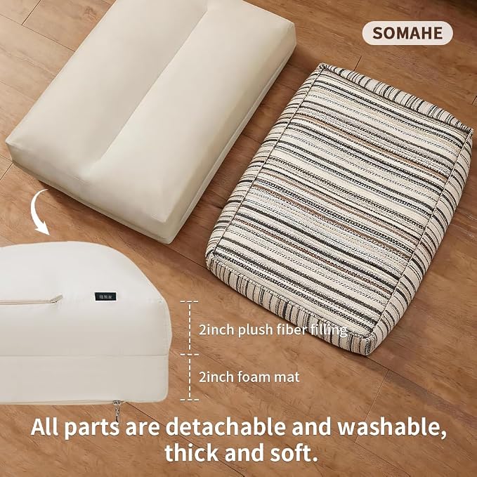 SOMAHE 4 Inch Orthopedic Dog Bed for Crate, 27 x 20 Inch, Black Chenille | Washable Removable Cover, Waterproof Inner Liner, Non-Slip Bottom, Orthopedic Dog Crate Mattress for Medium & Large Dogs