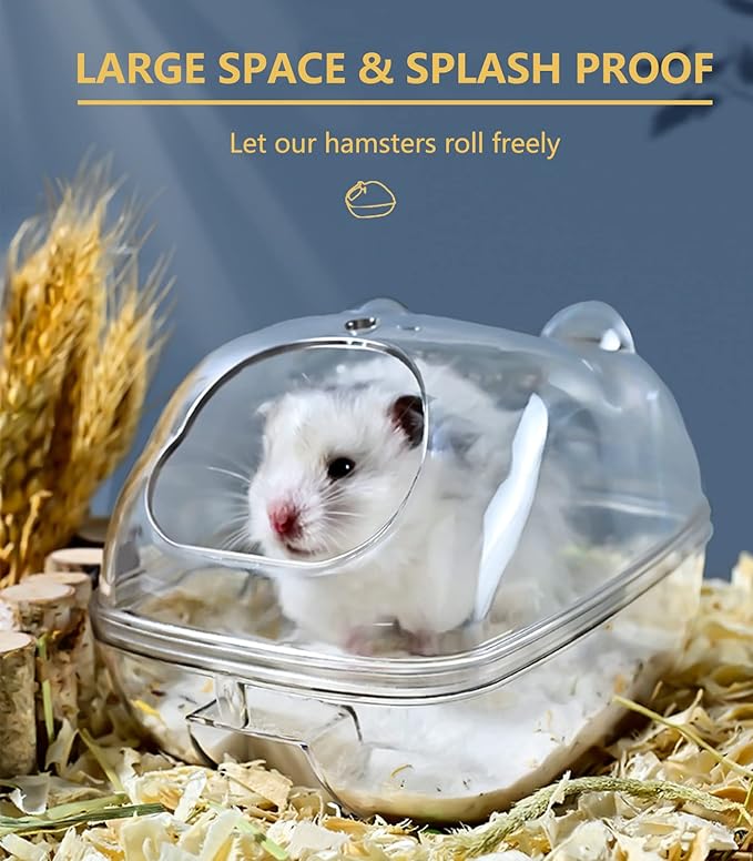 Hamster Sand Bath Container, Hamster Bathtub with Cleaning Scoop, Big Space, Easy to Clean, for Dwarf Hamster, Gerbil, Small Animals