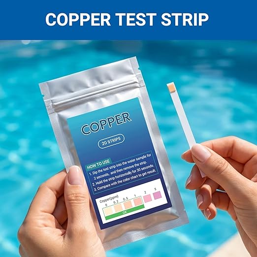9 in 1 Pool Test Strips, 120 Total Strips, 100 8-Way Water Test Strips + 20 Copper Test Strips, Test pH, Salt, Hardness, Bromine, Alkalinity, Chlorine, Chlorine, Cyanuric Acid and Copper