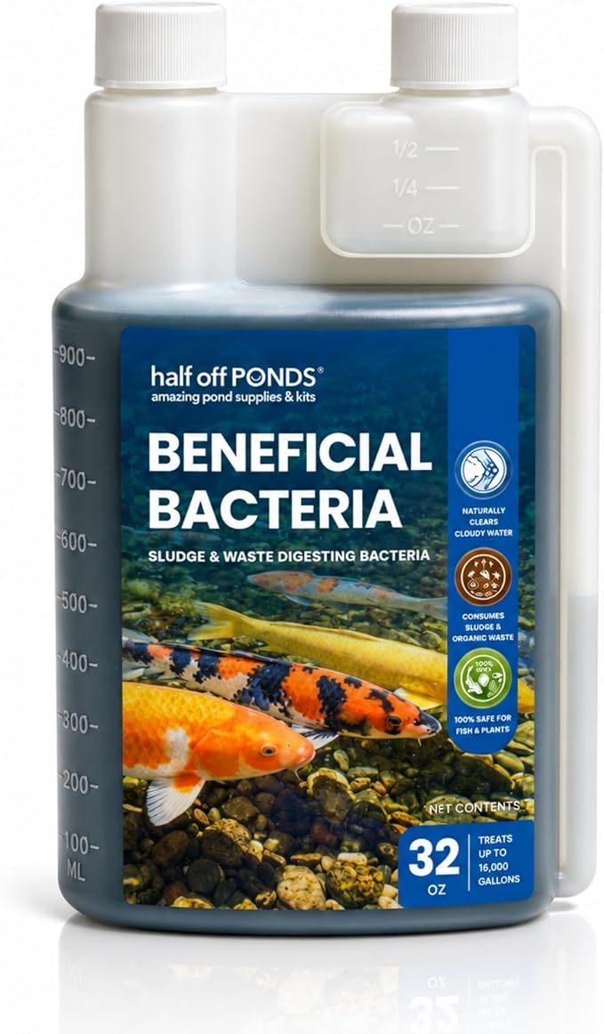HALF OFF PONDS Beneficial Bacteria Pond Treatment, 32 oz – Helps Clear Water, Supports Biological Filtration - Safe for Fish & Plants