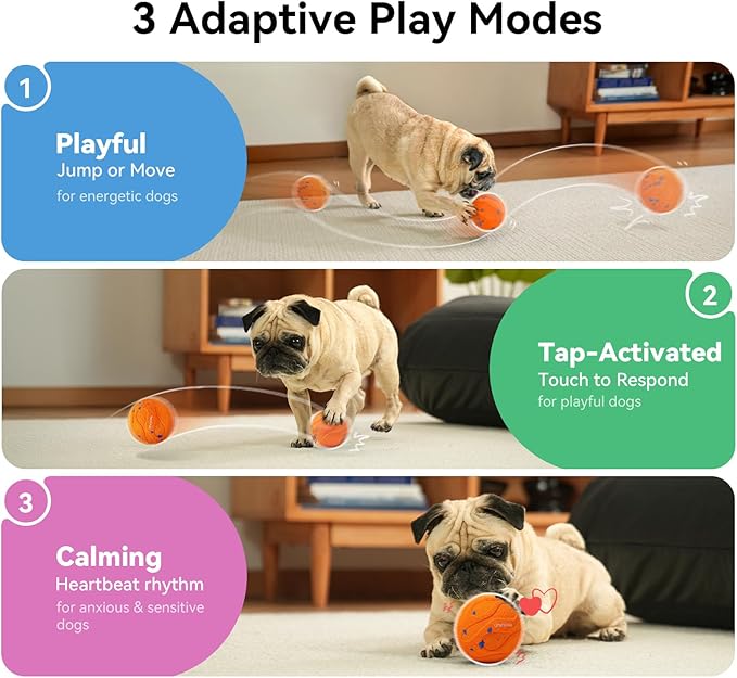 Cheerble Smart Interactive Dog Toy, Wicked Ball AIR Neo, Heartbeat Puppy Toy Automatic Moving, Bouncing, and Rotating, ETPU Material, IPX7 Waterproof Rating, Active Rolling Ball for Medium & Large Dog