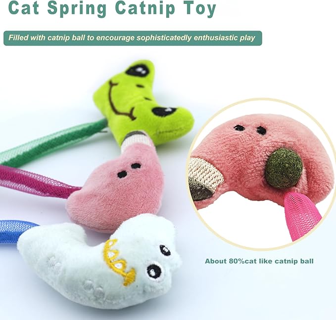 Interactive Cat Toys Set, Silvervine Chew Sticks and Catnip Spring Ropes, Indoor Cat Toys for Exercise and Dental Care, for All Cat Breeds (5 Packs)