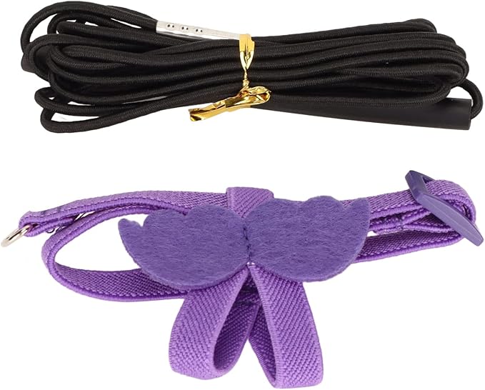 Bird Harness and Leash Adjustable Bite Traction Rope for Training or Outdoor Walks Bird Accessories (Purple)