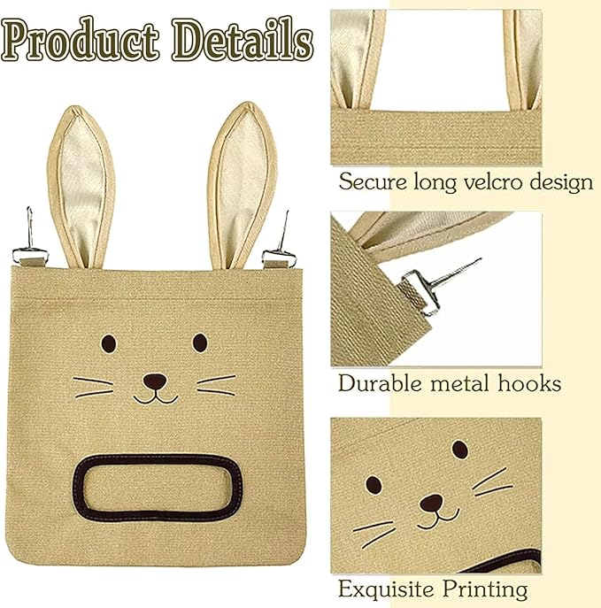 Rabbit Hay Feeder Bag - Hanging Rabbit Hay Feeder for Rabbits, Guinea Pigs and Chinchillas, Moss and Alfalfa Hay (Black)