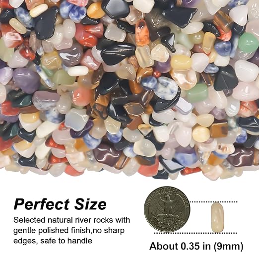 Smoothed River Rocks, Decorative Landscaping Pebbles for Aquarium Fish Tank | Multi-Use Ornamental Gravel, DIY Smooth Stones for Potted Plants, Resin Art & Vase Fillers Decor(1 Pound)
