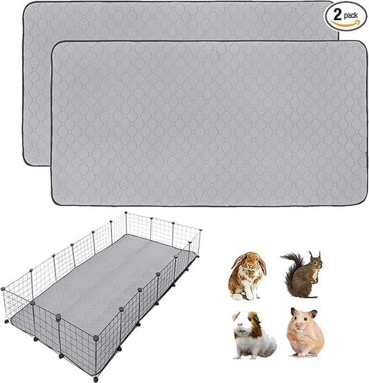 Guinea Pig Cage Liners, 36''X72'' Washable Guinea Pig Pee Pads, Non Slip Reusable Super Absorbent Guinea Pig Training Mat Bedding Fleece for Small Animals Hamster Rabbit Chinchilla Rat, 2Pack