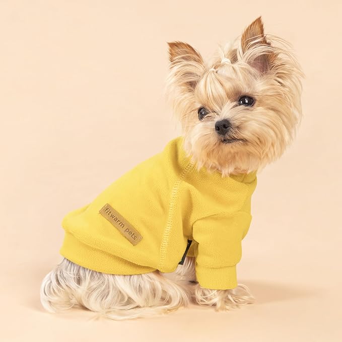Fitwarm 3 Pack Classic Fleece Dog Sweater, Turtleneck Dog Sweatshirt, Winter Clothes for Small Dogs Boy Girl, Pet Pullover Jumper, Cat Apparel, Orange, Yellow, Coffee, XL