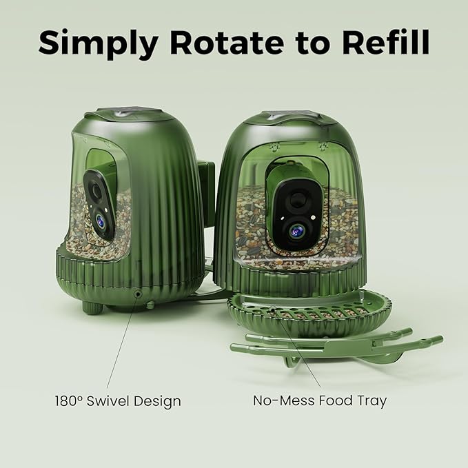 HIXX Smart Bird Feeder with 4MP Camera – Auto Capture Video, AI Bird Identification, Large Capacity & Seed Guard, Solar Powered Night Light, Live Birdwatching Camera for Lovers, Family & Friends