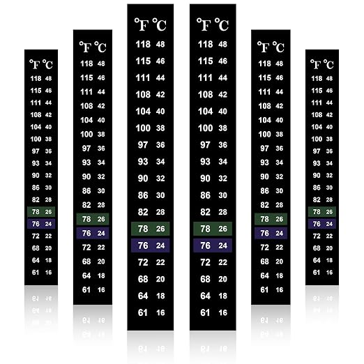 Zonon 24 Pcs Stick on Thermometer Strip for Brewing Fermenting Temperature Sticker Decal Crystal Adhesive 61-118 °f (16-48 °c) Digital Display Sticker for Wine Beer Aquariums