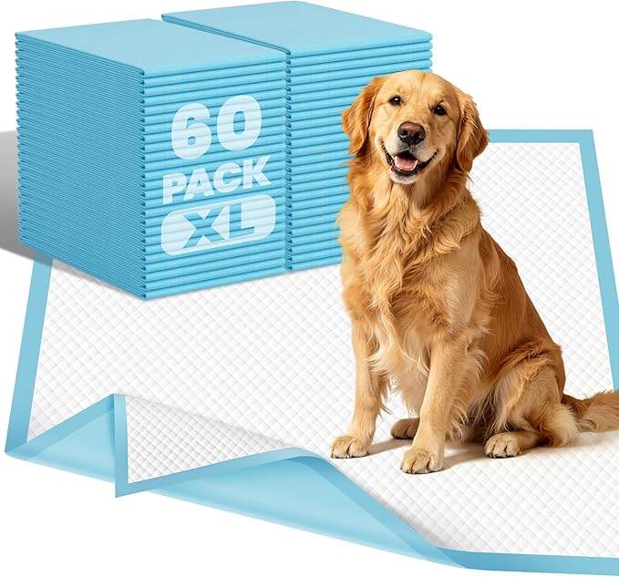 VJJ Extra Large Doggie Pee Pad, 30”x30” Thicken Dog Pee Pads, 60 Count XL Doggy Pads Leak-Proof, Super Absorbent Puppy Pee Pads for Dogs, Soft Training Pet Pads for Dogs Cats Rabbits