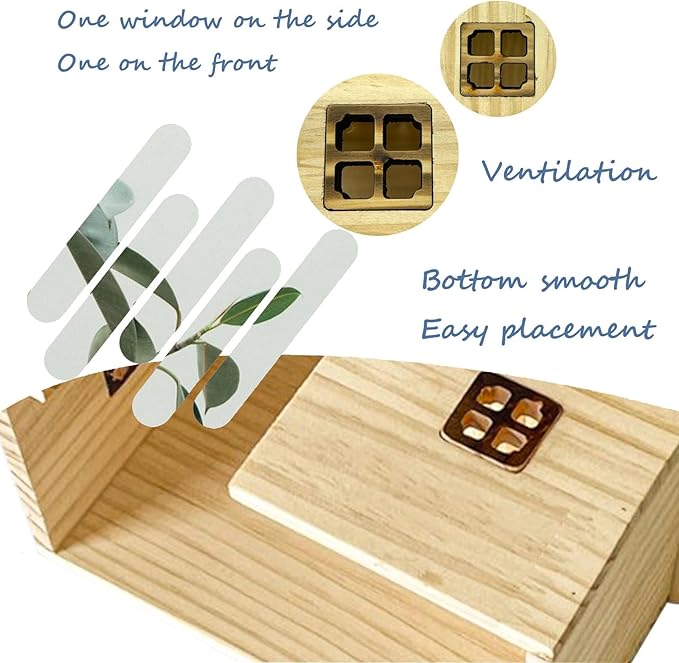 Hamster Wooden House with Windows Rat Wood Hideout Small Animal Climbing Play Hut for Dwarf Hamster Sugar Gliders Gerbil