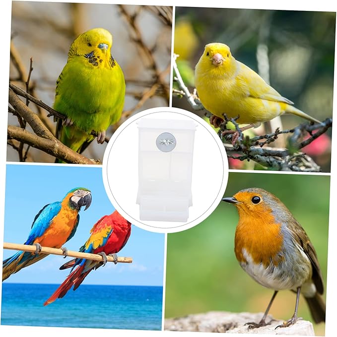 SUPVOX 2Pcs Automatic Bird Feeder Splash Parrot Food Box with Lid Easy Clean Feeding Container for Small Birds No Mess Seed Tray
