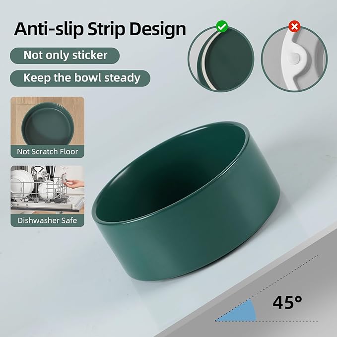 Havniva 6.1” Dog Bowl Ceramic Dog Food and Water Bowl, Durable Dog Water Bowl with Non-Slip Rubber Base Large Capacity Feeding Dishes for Small & Medium Dogs