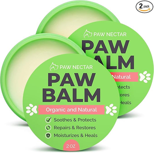 Natural Lick Safe Dog Paw Balm - 2 Pack 100% Organic Dog Paw Pad Balm Protector, Moisturizer & Soother for Dry Cracked Paws, Hot Pavement - Heals, Repairs & Restores - Coconut Oil, Shea Butter (2oz*2)