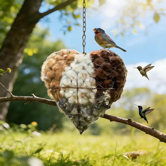 2026 New Handmade Alpaca Fiber Bird Nesting Heart,Refillable Alpaca Bird Nesting Material,Nesting Material for Wild Birds and Hummingbirds for Fowl Gifts Animal Hummingbirds Lovers (1pcs)