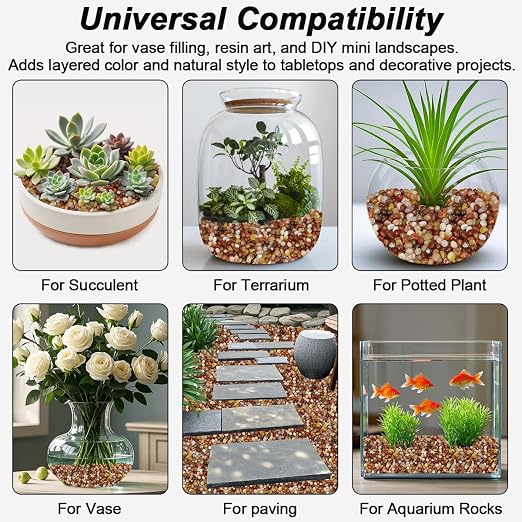 Decorative River Pebbles for Vase Fillers Aquarium Potted Plant Landscaping | Ornamental Gravel Stones, Natural DIY Rocks for Resin Art, Home Garden & Fish Tank Decoration (Three Colors,10 Pounds)