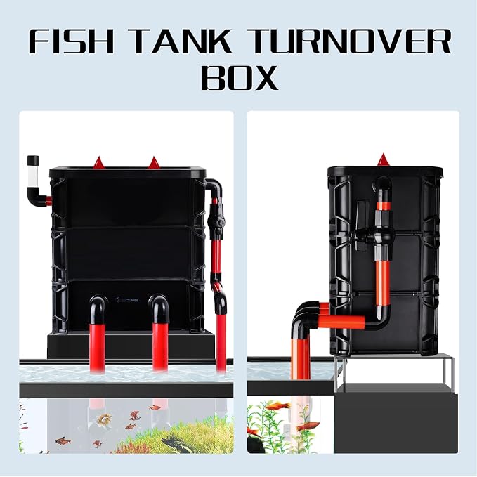 3-Layer Fish Tank Filter Box with 25W Water Pump for 10-55 Gal Fish Tank & Turtle Tank, Adjustable Water Inlet with 3 Filter Pads, External Filtration System