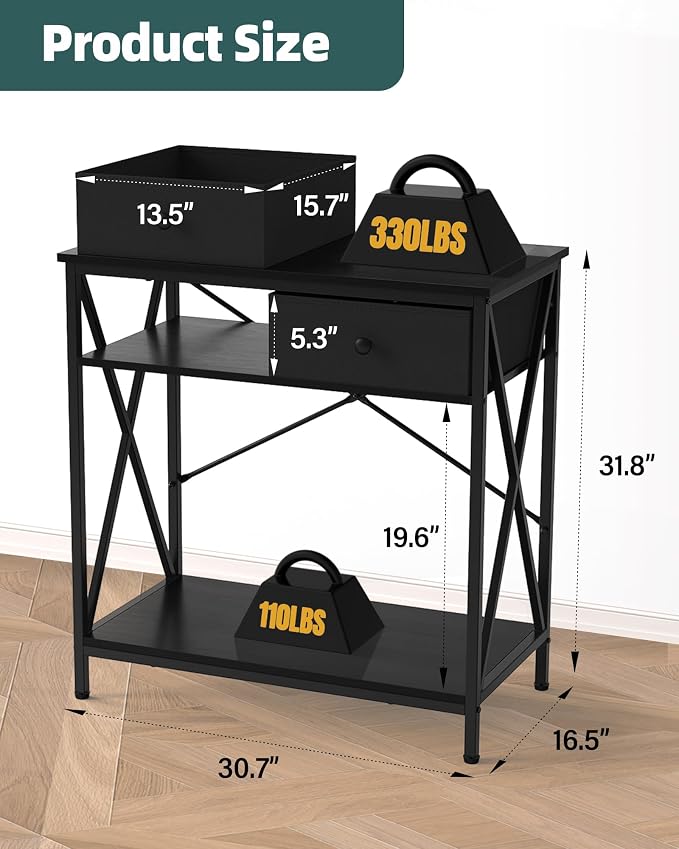 Fish Tank Stand with Storage, 20-29 Gallon Aquarium Stand Easy Clean | Heavy Duty Metal, 2-Tier Breeder Reptile Turtle Terrarium Stand Fits Office Home,30.7" x 16.5" MDF Tabletop, 330lbs Capacity
