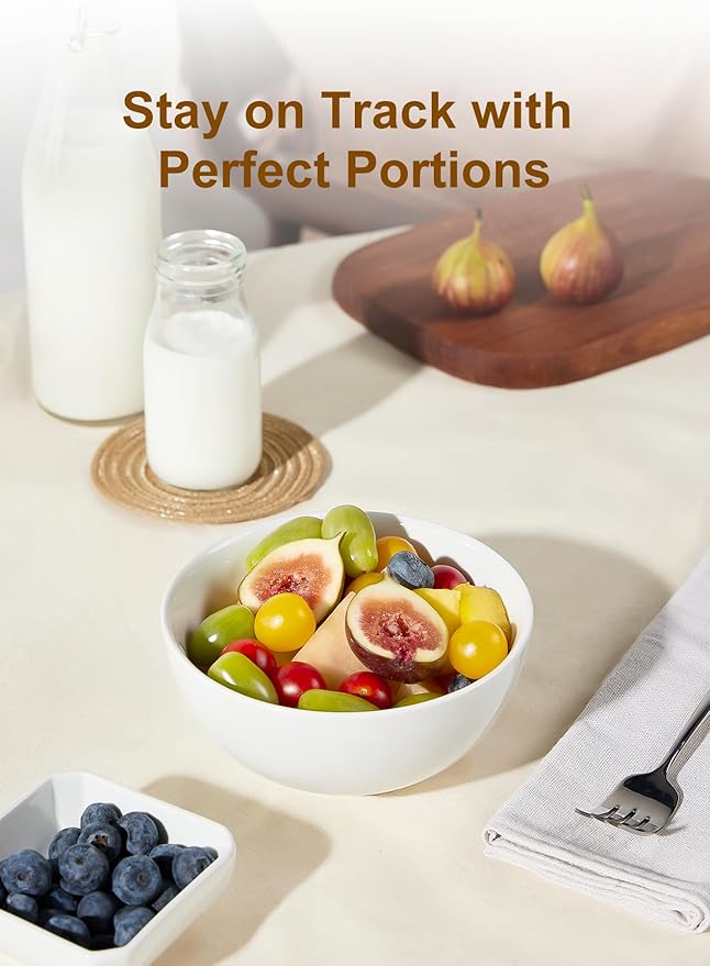 22 oz White Porcelain Bowls Set of 4 – Cereal, Soup, Rice, Oatmeal & Salad Bowls – Microwave & Dishwasher Safe, Stackable for Kitchen Use