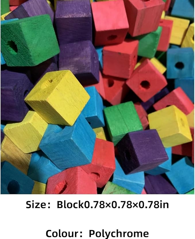 Bird Toys, Wood Wooden Colored 100pcs Parrot Toys, Multicolored Natural Wooden Blocks,African Grey Parrots, Macaws, Cockatoos, Parrot chew Toys