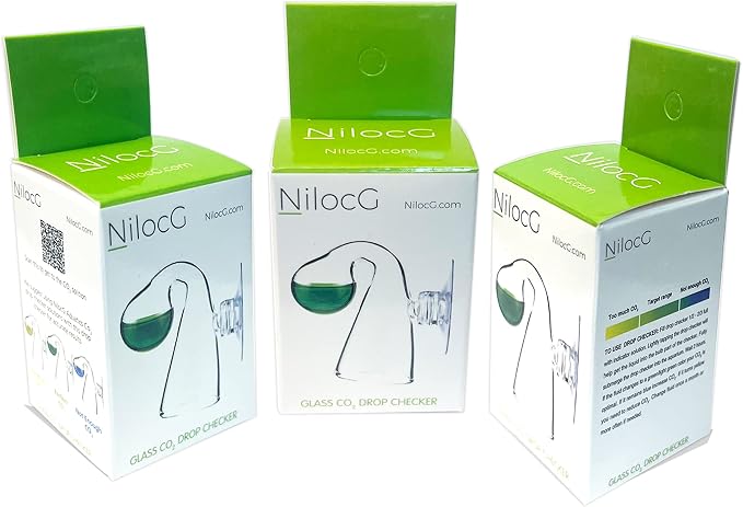 NilocG Aquatics Glass CO2 Drop Checker – CO2 Monitor Kit for Aquarium Tank – Functional and Reliable – Transparent Drop Checker, 4dkh/pH Reagent Solution and Suction Cup