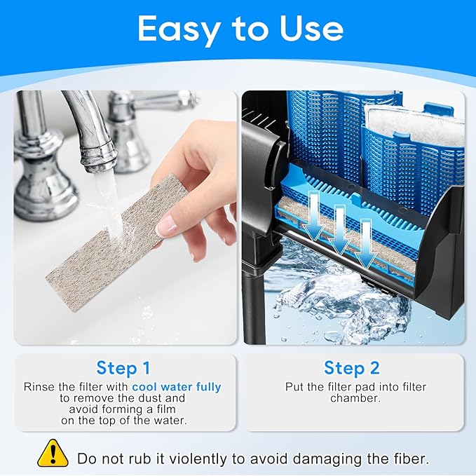 Ammonia Reducer Filter Pads Compatible with Aqueon Quietflow 20 & 75, Sponge Replacement Filter Cartridges for Aqueon Quietflow LED PRO Aquarium Fish Tank Power Filter 6PCS