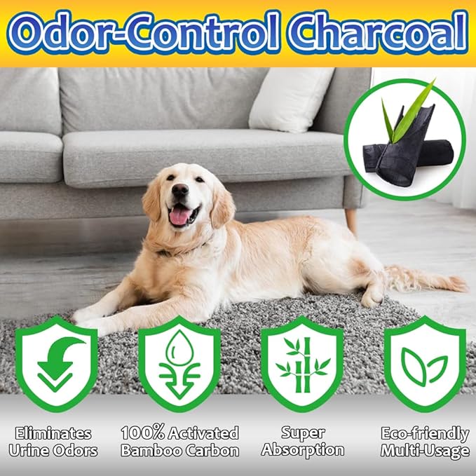 Dogcator 60 Count Charcoal Pee Pads for Dogs, 28"x34" Activated Charcoal Dog Pee Pads, Odorless Potty Pads, XL Disposable Puppy Pads Pet Training Pads