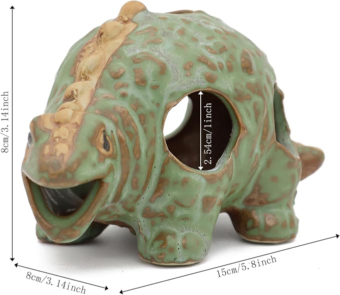 Aquarium Ceramic Decorations Hideout, Cut Ceramic Dinosaurs Cave Rock | For Cichlids, Betta Tank Decor