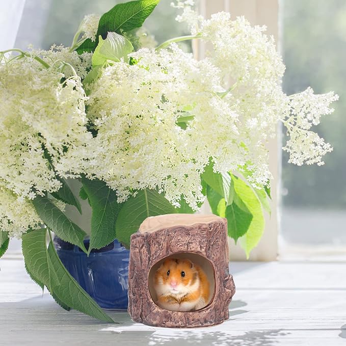 Yardwe Ceramic Hamster Nest Small Animal Hideout with Cooling Design Portable Pet Bed for Hamsters Gerbils Hedgehogs 4.5 Inch Square